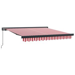 vidaXL Skrovita tenda Crvena i bijela 300 x 250 cm Tkanina i Metal