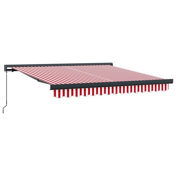 vidaXL Skrovita tenda Crvena i bijela 300 x 250 cm Tkanina i Metal