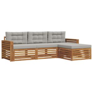 vidaXL Set vanjskih sofa s jastukom Prirodna i svijetlo siva