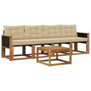 vidaXL Set vanjskih sofa s jastukom 5 pcs Prirodna i bež