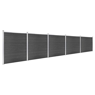 vidaXL Set panela za ogradu WPC 872 x 186 cm crni