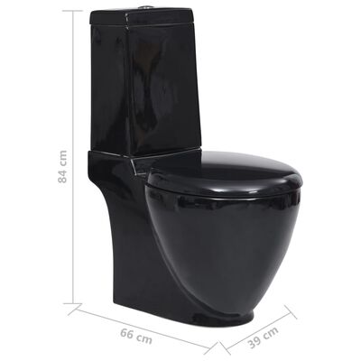 vidaXL Keramička okrugla toaletna školjka s protokom vode crna