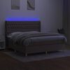 vidaXL Krevet box spring s madracem LED smeđesivi 180x200 cm tkanina