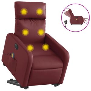 vidaXL Električni masažni naslonjač na podizanje crvena boja vina