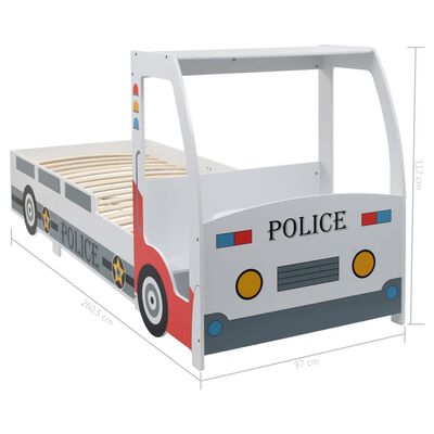 vidaXL Dječji krevet u obliku policijskog auta s madracem 90 x 200 cm