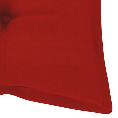 vidaXL Klupa za ljuljanje s crvenim jastukom 120 cm masivna tikovina
