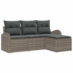 vidaXL Set sofe s jastukom s pohranom 4 pcs Siva poliratan