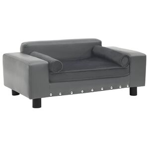 vidaXL Sofa za pse siva 81 x 43 x 31 cm od pli&scaron;a i umjetne kože