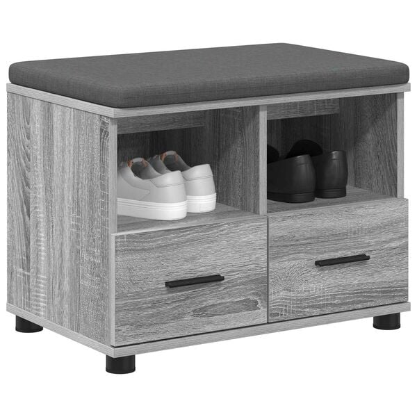 vidaXL Klupa za hodnik s jastukom Siva Sonoma 60 x 38 x 46 cm