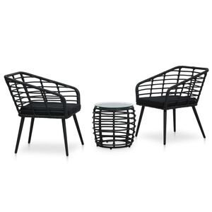 vidaXL 3-dijelni bistro set od poliratana crni