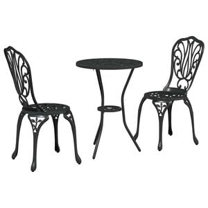 vidaXL Bistro set za vrt 3 pcs Crna Aluminij