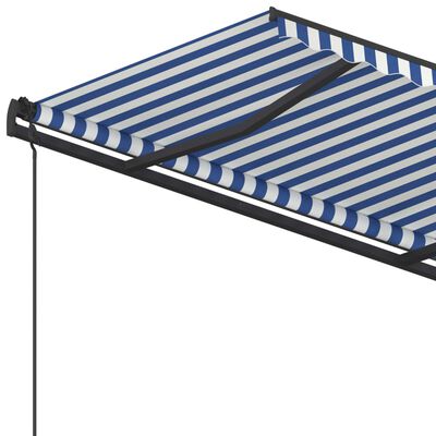 vidaXL Automatska tenda sa stupovima 4,5 x 3,5 m plavo-bijela