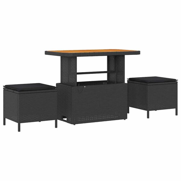 vidaXL Sjedeća garnitura za vrt s jastukom 10 pcs Crna poliratan