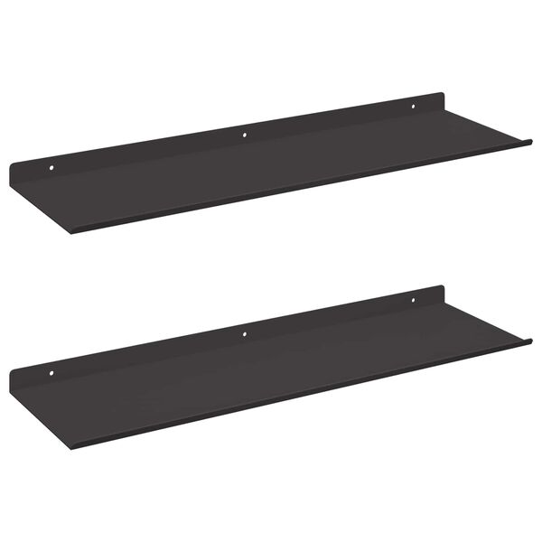 vidaXL Lebdeća polica Zidne 2 pcs Crna 60 x 18 x 2,5 cm Čelik