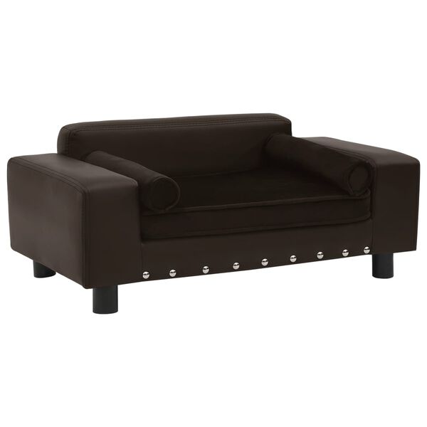 vidaXL Sofa za pse smeđa 81 x 43 x 31 cm od pliša i umjetne kože