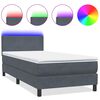 vidaXL Box Spring krevet s madracem i LED tamnosivi 100x210 cm bar&scaron;unasti