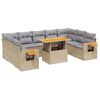 vidaXL 10-dijelni set vrtnih sofa s jastucima bež od poliratana