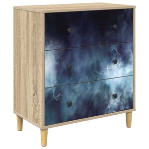 vidaXL Komoda RAALTE Plavi mramorni uzorak 66 x 36,5 x 75 cm Sonoma