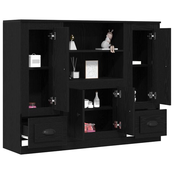 vidaXL Highboard Crni hrast 132 x 35.5 x 103.5 cm Konstruirano drvo