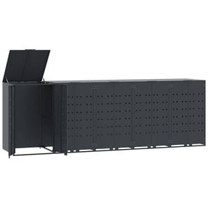 vidaXL Spremi&scaron;te za 5 kante za otpad antracit 345x79x117 cm čelično
