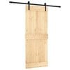 vidaXL Klizna vrata Prirodna i crna 85 x 210 cm Čvrsta borovina