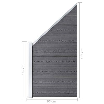 vidaXL Set WPC ograda 7 kvadratnih + 1 kosa 1311 x 186 cm sivi