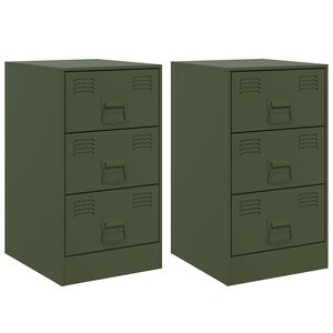 vidaXL Noćni ormarići 2 kom maslinastozeleni 34,5 x 39 x 62 cm čelični