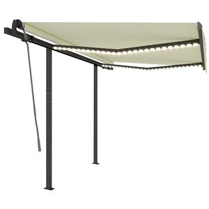 vidaXL Tenda na ručno uvlačenje s LED svjetlima 3 x 2,5 m krem