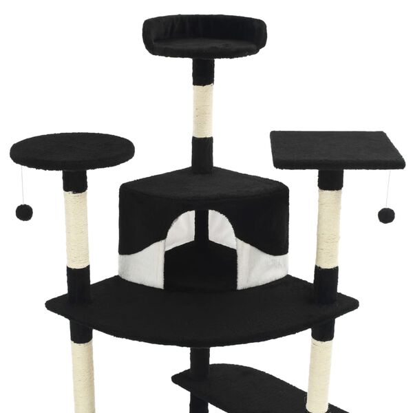 vidaXL Penjalica za mačke sa stupovima za grebanje 203 cm crno-bijela