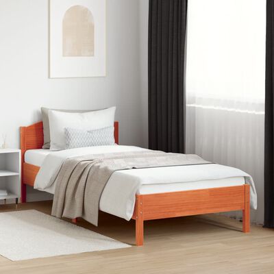 vidaXL Okvir kreveta s uzglavljem voštano smeđi 100x200 cm od borovine