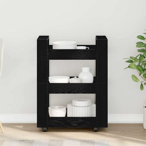 vidaXL Kuhinjski kolica Crni hrast 60 x 45 x 80 cm Konstruirano drvo