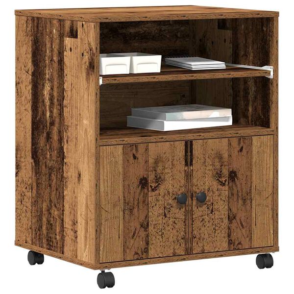 vidaXL Držač za printer Staro drvo 60 x 48 x 74 cm Konstruirano drvo