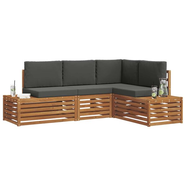 vidaXL Set vanjskih sofa s jastukom 4 Komad Prirodna i antracit