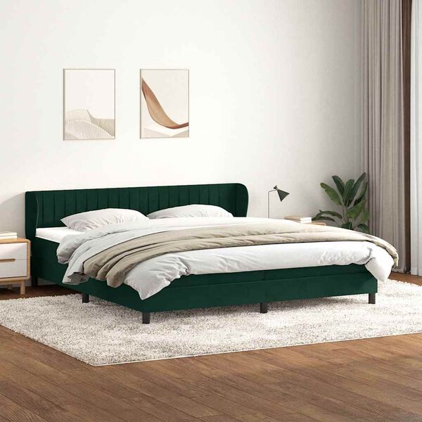 vidaXL Box Spring krevet s madracima tamnozeleni 180x210 cm bar&scaron;un
