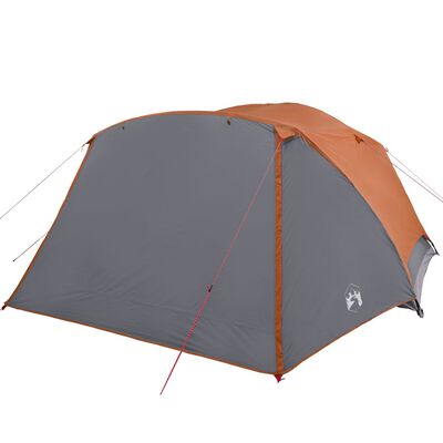vidaXL Obiteljski šator s trijemom 6 osoba sivo-narančasti vodootporni