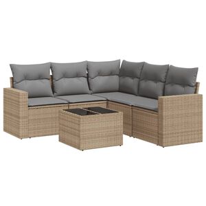 vidaXL 6-dijelni set vrtnih sofa s jastucima bež od poliratana