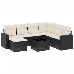 vidaXL 8-dijelni set vrtnih sofa od poliratana s jastucima crni