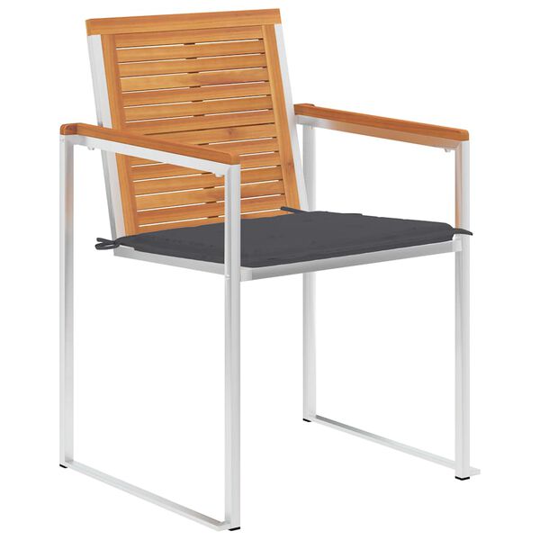 vidaXL Vrtne stolice s jastucima 2 kom od bagremovog drva i čelika