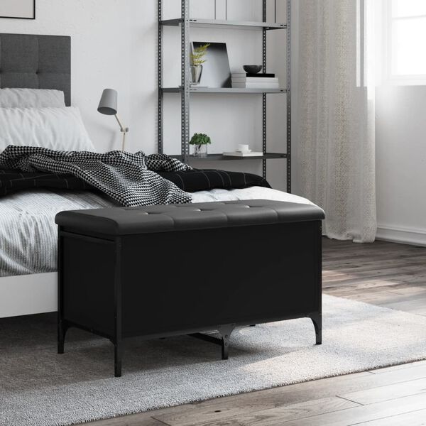 vidaXL Klupa za pohranu crna 82 x 42 x 45 cm od konstruiranog drva