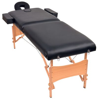 vidaXL Sklopivi stol za masažu s 2 zone i stolac debljina 10 cm crni