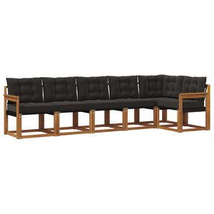 vidaXL Set vanjskih sofa s jastukom 6 pcs Prirodna i crna