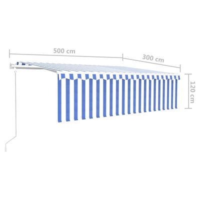 vidaXL Automatska tenda na uvlačenje s roletom 5 x 3 m plavo-bijela