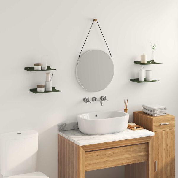 vidaXL Lebdeća polica 4 pcs Maslinasto zelena 30 x 18 x 2,5 cm Čelik