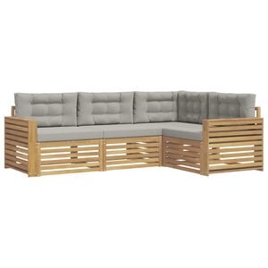 vidaXL Set vanjskih sofa 4 kom. Bijela i svjetlosiva Poliester