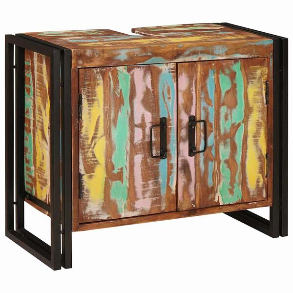 vidaXL Ormarić za umivaonik s policom &Scaron;areni Čvrsto drvo iz reciklaže