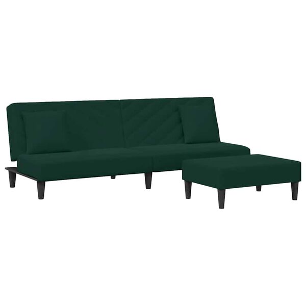 vidaXL 2-dijelni set sofa s jastucima tamnozeleni baršunasti