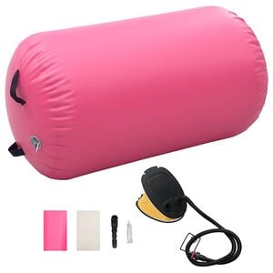 vidaXL Gimnastički valjak na napuhavanje s crpkom 100x60 cm PVC rozi
