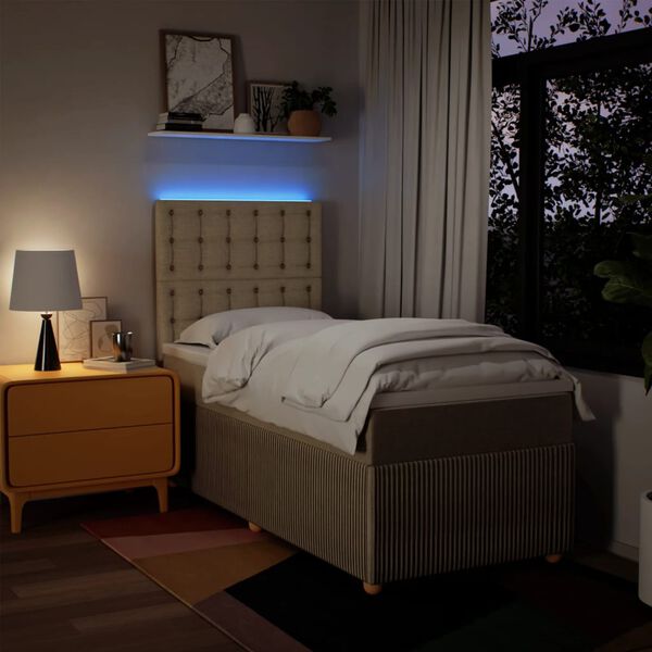 vidaXL Okvir kreveta s oprugama i madrac krem 80x200 cm od tkanine