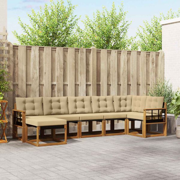 vidaXL Set vanjskih sofa s jastukom 7 pcs Prirodna i bež