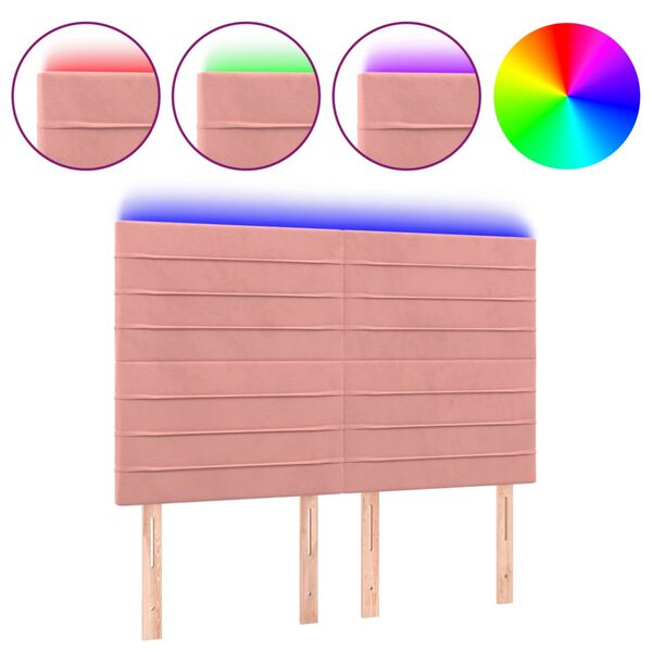 vidaXL LED uzglavlje ružičasto 144x5x118/128 cm bar&scaron;unasto